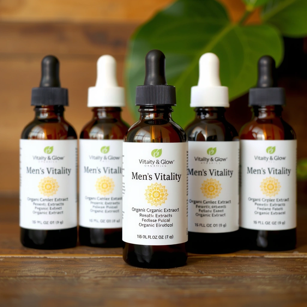 Organic Men's Vitality Extract bottle, front view