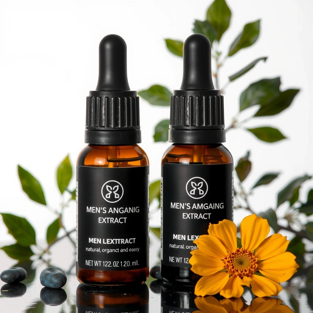 Two Organic Men's Vitality Extract bottles side by side