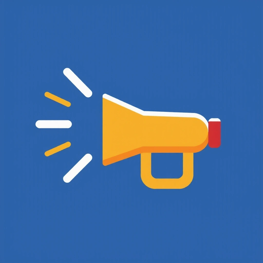 An icon of a megaphone broadcasting information, representing sending periodic emails and updates.