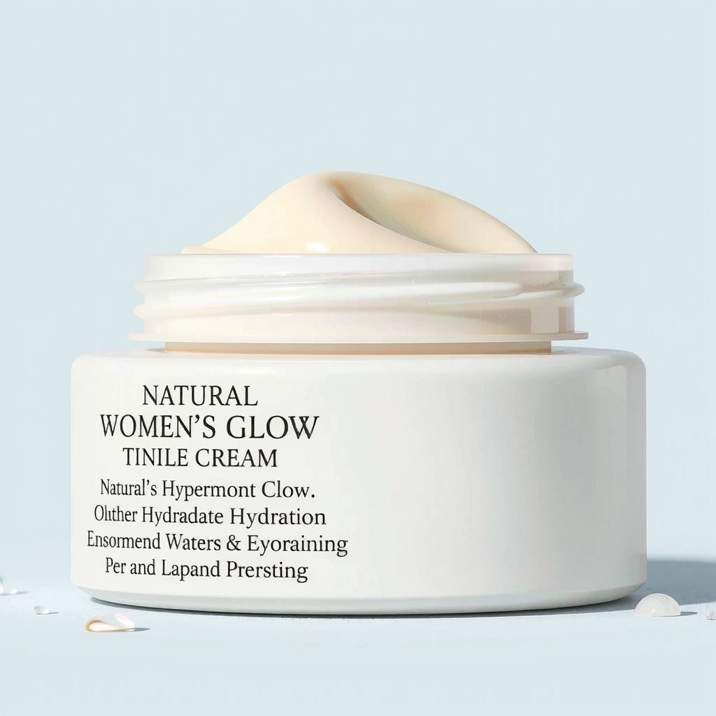 Organic cream jar with water droplets, fresh and clean feel